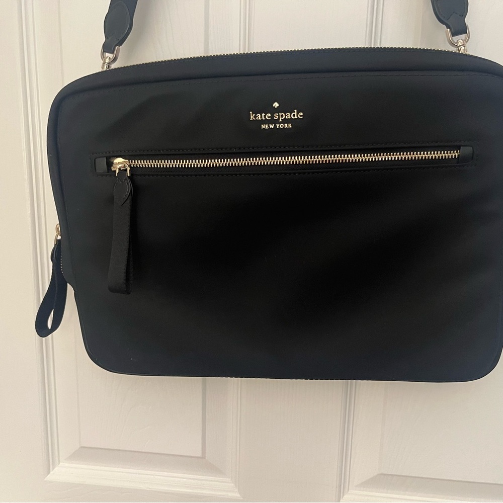 Kate Spade New York Black Nylon Laptop Crossbody Messenger Bag